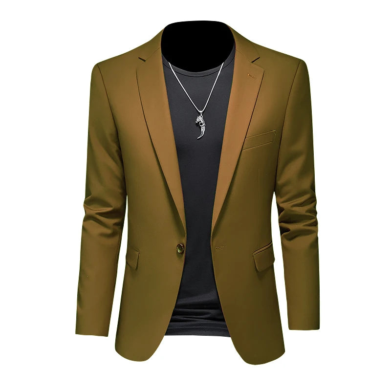 Boutique Fashion Solid Color High-end Brand Casual Business Men's Blazer Groom Wedding Gown Blazers for Men Suit Tops Jacke Coat