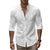 Men's Cotton Linen Long Sleeve Button Down Shirt European American Plus Size Henry Collar Casual Breathable Tops
