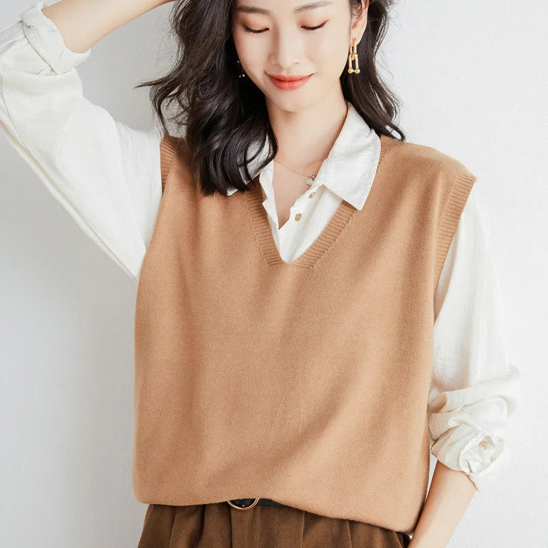 Spring Autumn Knitted Vest for Women Clothes Fashion Casual Thin Sweater Vests Harajuku Tank Tops Ropa Mujer Elegant Blusas