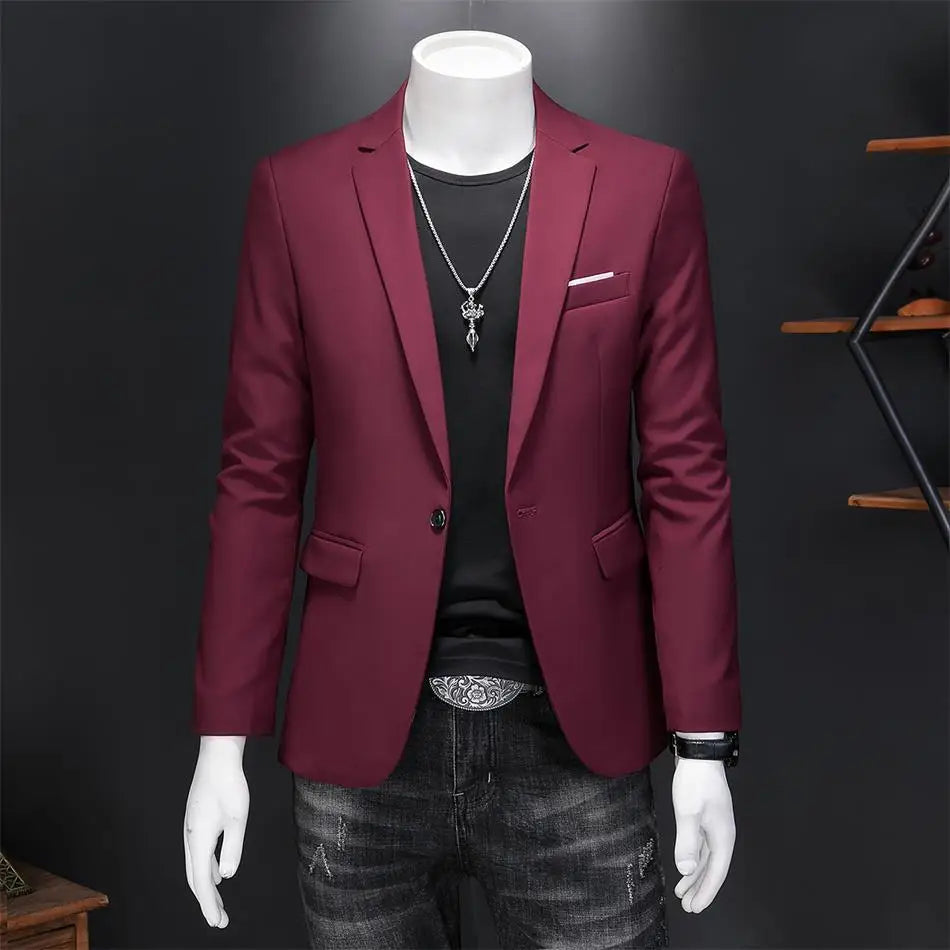 Boutique Fashion Solid Color High-end Brand Casual Business Men's Blazer Groom Wedding Gown Blazers for Men Suit Tops Jacke Coat
