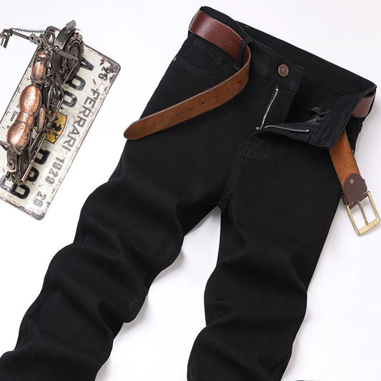 New High Quality Men's Trend Yellow Red White Jeans 2024 Spring Autumn Male High Waist Casual Pants Classic Brand Denim Trousers