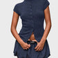 Women's fashionable knitted turtleneck top, slim and comfortable four-season short-sleeved cardigan, can be worn as a base layer