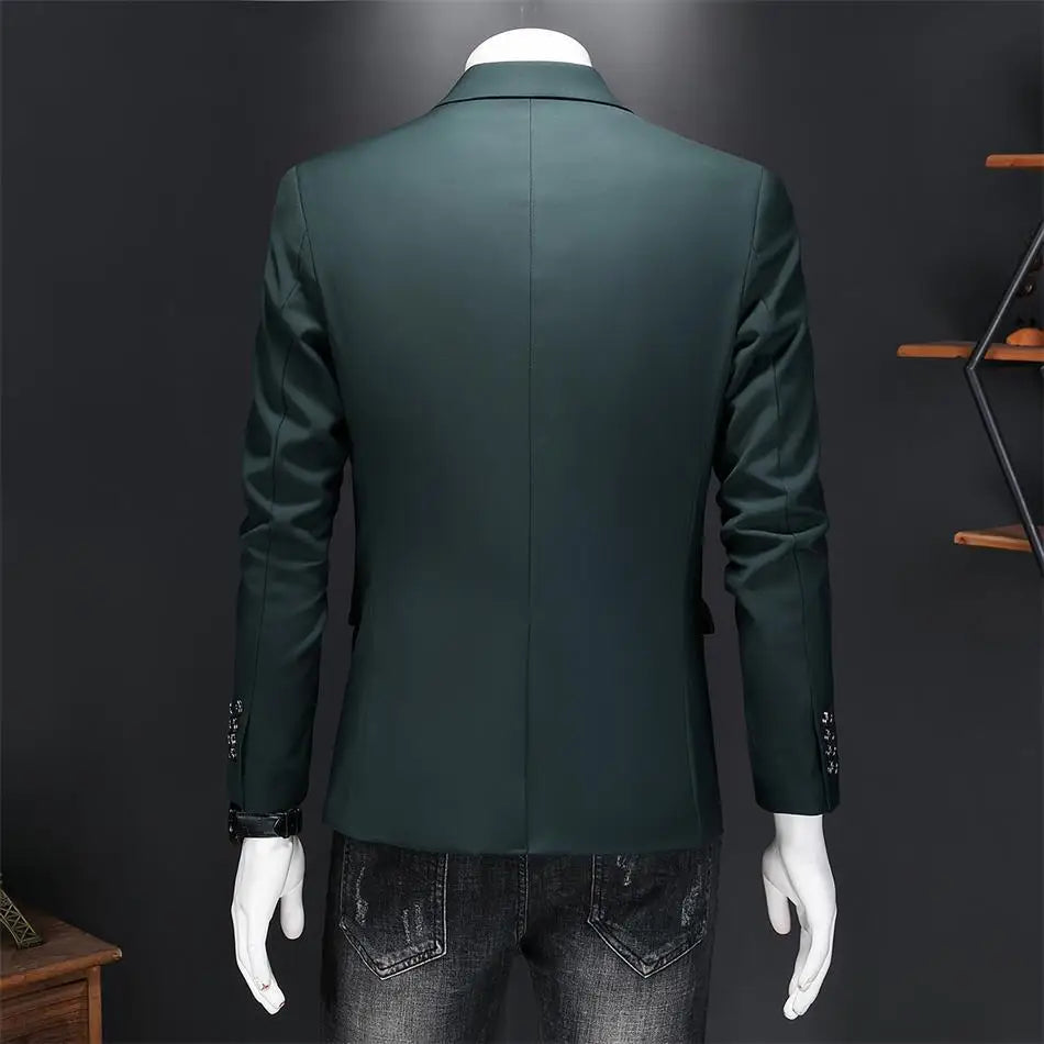 Boutique Fashion Solid Color High-end Brand Casual Business Men's Blazer Groom Wedding Gown Blazers for Men Suit Tops Jacke Coat
