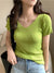 AOSSVIAO 2026 V-neck Solid Thin Summer Pullover Women Sweater Female Knitted Ribbed Sweater Slim Short Sleeve Bodycon Sweater