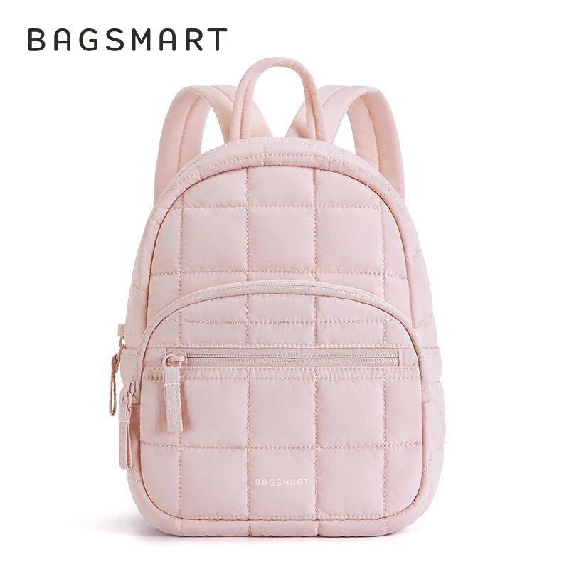 BAGSMART Laptop Bags College Casual Backpack for Women Quilted Small Computer Bookbag Water-Resistant 15.6 Inch notebook Bag