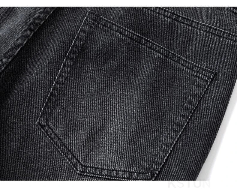 KSTUN 2026 Spring Men's Loose Straight Jeans Wide Leg Vintage Grey Cargo Pants Male Streetwear Trousers Multi-pockets Designer