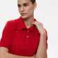Wolfeel Summer New Polo Collar Hollow Knitted Short Sleeved Sweater Women's Bubble Sleeve T-shirt Female Simple Knitted Sweater