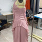 Gown Neck Strap Irregular Long Dress For Women Ruffle Sleeveless High Waist Backless Dresses 2025 New Summer Elegant Party Y2k