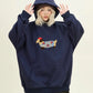 Women Sweatshirt Streetwear Couples Tops Casual Loose Hoodie Autumn Winter Cartoon Dog Embroidery Hooded Pullover