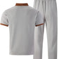 Men's Waffle Knit Stand Collar T Shirt and Pants Set Color Block Casual Streetwear Summer Tracksuit