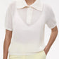 Wolfeel Summer New Polo Collar Hollow Knitted Short Sleeved Sweater Women's Bubble Sleeve T-shirt Female Simple Knitted Sweater
