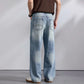 KSTUN 2026 Summer Wide Leg Jeans Men Baggy Pants Loose Fit Ripped Jeans Distressed Washed Vintage Frayed Light Blue Man Trousers