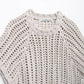 Hollow Out Knit Pullover Women Casual Round Neck Lace Up Bow Sweater Female Autumn Short Sleeves Solid Knitwears Lady
