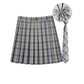Women Summer Plaid Pleated Skirt With Necktie Bowtie Korean Jk Skirt Uniform Japanese School Preppy A Line Mini Skirts