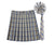 Women Summer Plaid Pleated Skirt With Necktie Bowtie Korean Jk Skirt Uniform Japanese School Preppy A Line Mini Skirts