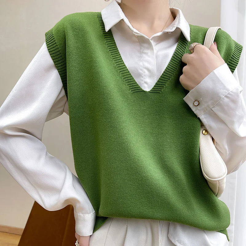 Spring Autumn Knitted Vest for Women Clothes Fashion Casual Thin Sweater Vests Harajuku Tank Tops Ropa Mujer Elegant Blusas