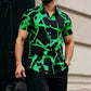 2026 New Men's Short-Sleeve Shirt, Stylish Color-Blocked Irregular Pattern Print Shirt, Outdoor Casual Hawaiian Shirt, XS-6XL