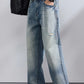KSTUN 2026 Summer Wide Leg Jeans Men Baggy Pants Loose Fit Ripped Jeans Distressed Washed Vintage Frayed Light Blue Man Trousers