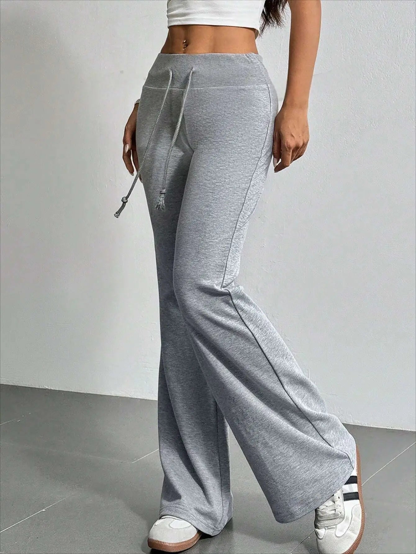 Autumn and Winter New Solid Color Drawstring Women's bell-bottoms Casual Fashion Dressing