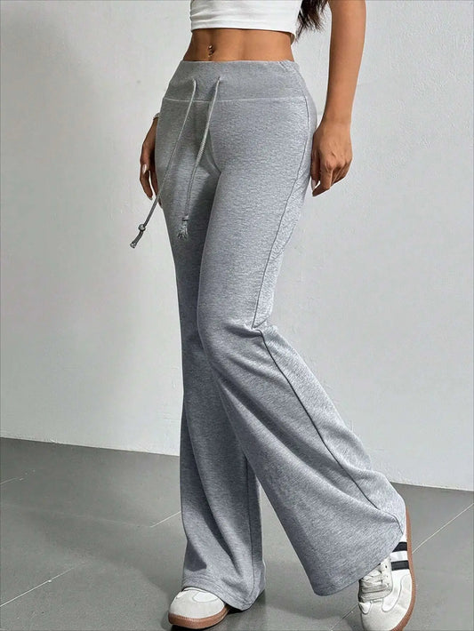 Autumn and Winter New Solid Color Drawstring Women's bell-bottoms Casual Fashion Dressing