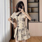 2026 chinese sexy nightclub dress improved cheongsam flower print qipao dress+shorts set hotel spa work dress beauty uniform