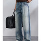 KSTUN 2026 Summer Wide Leg Jeans Men Baggy Pants Loose Fit Ripped Jeans Distressed Washed Vintage Frayed Light Blue Man Trousers