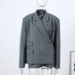 Bomber Jacket Women's Coat Oversized Blazer Lapel Diagonal Placket Asymmetrical Suit Flap Pockets Spring Woman Clothes Loose Top