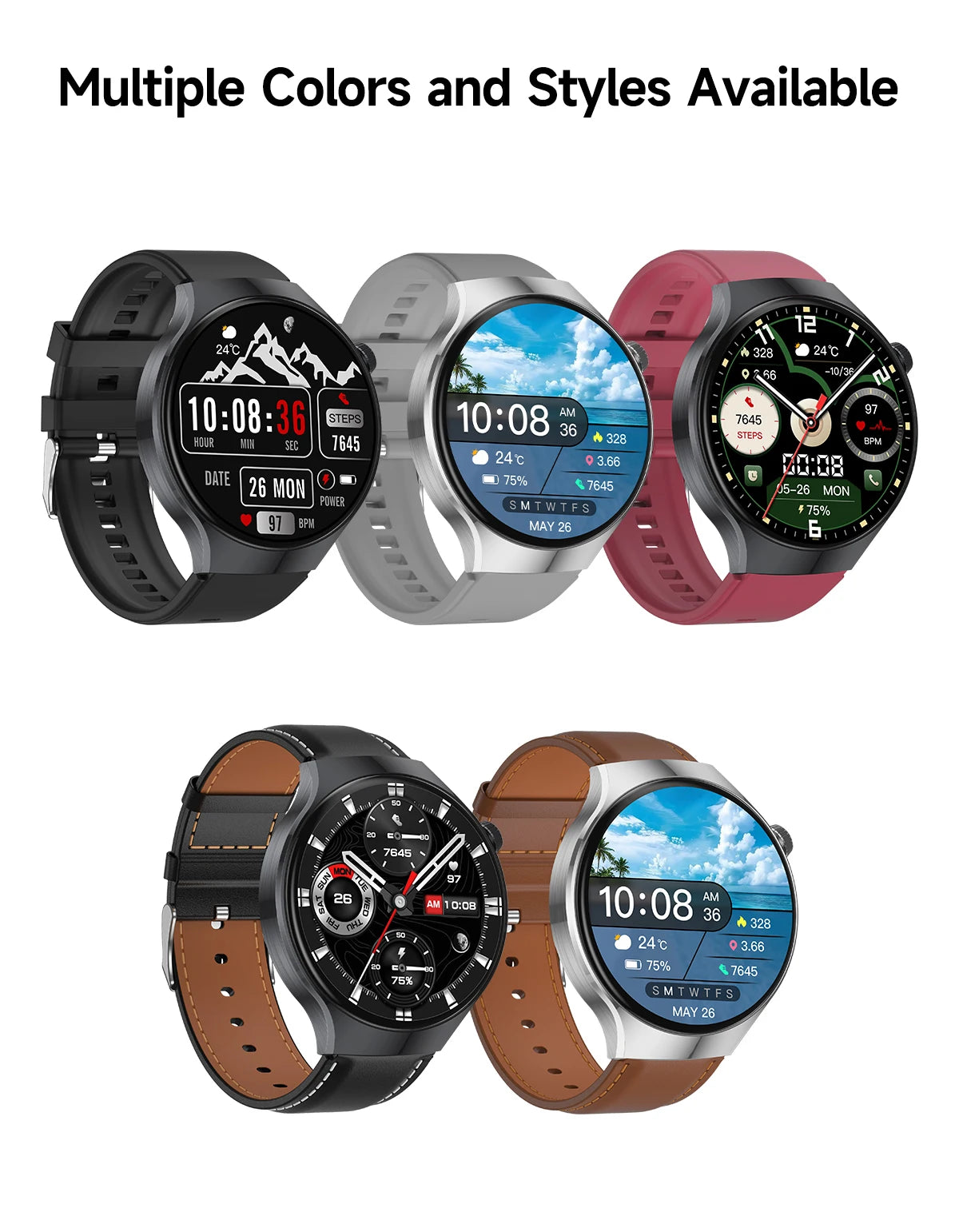 2026 New Outdoor Smart Watch 1.7-inch HD Screen, 100+T Sports Mode, Bluetooth Call Waterproof Smart Watch
