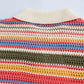 Women's Striped Crochet Knit Crop Sweater, Polo Collar, Short Sleeve, Button-up, Female Outerwear, Chic Tops, Fashion