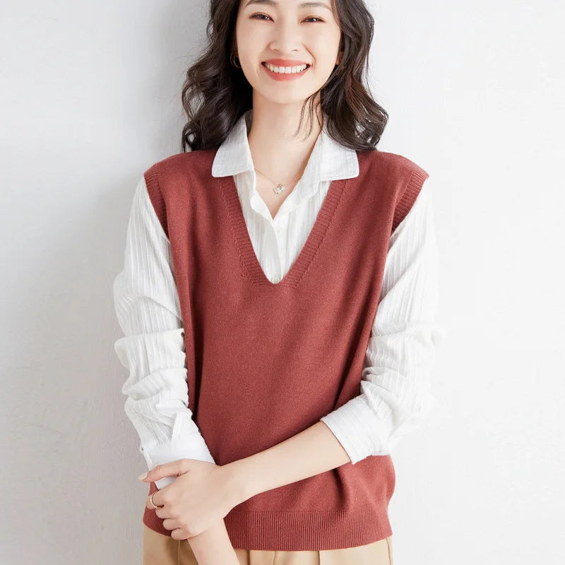 Spring Autumn Knitted Vest for Women Clothes Fashion Casual Thin Sweater Vests Harajuku Tank Tops Ropa Mujer Elegant Blusas