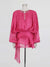 TWOTWINSTYLE Solid Blouse Mini Dresses For Women V Neck Long Sleeve Spliced Lace Up Sweet Style Dress Female Clothing Fashion