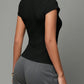 Women's fashionable knitted turtleneck top, slim and comfortable four-season short-sleeved cardigan, can be worn as a base layer