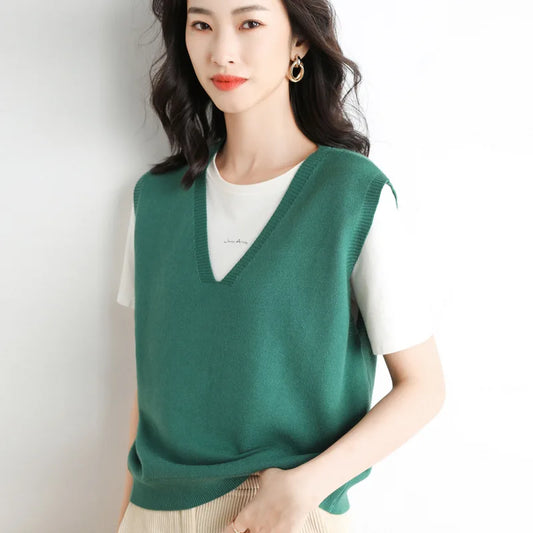 Spring Autumn Knitted Vest for Women Clothes Fashion Casual Thin Sweater Vests Harajuku Tank Tops Ropa Mujer Elegant Blusas