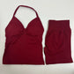 Impact Yoga Set Women Padded Halter Tank Top Scrunch Butt Lifting Gym Shorts Set Summer Sportswear Workout Clothes