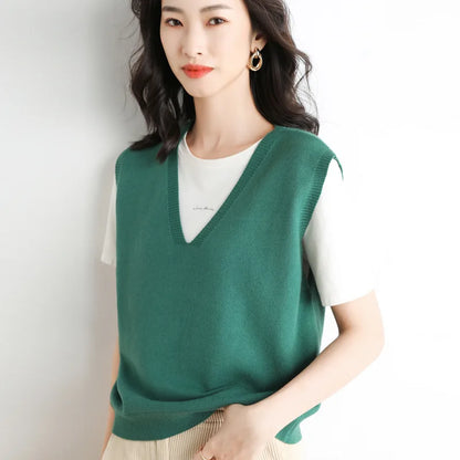 Spring Autumn Knitted Vest for Women Clothes Fashion Casual Thin Sweater Vests Harajuku Tank Tops Ropa Mujer Elegant Blusas