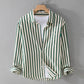 2025 Spring/Summer Men's Square Collar Button Striped Pocket Loose Fashion Casual Versatile Simple Design Long Sleeve Shirt