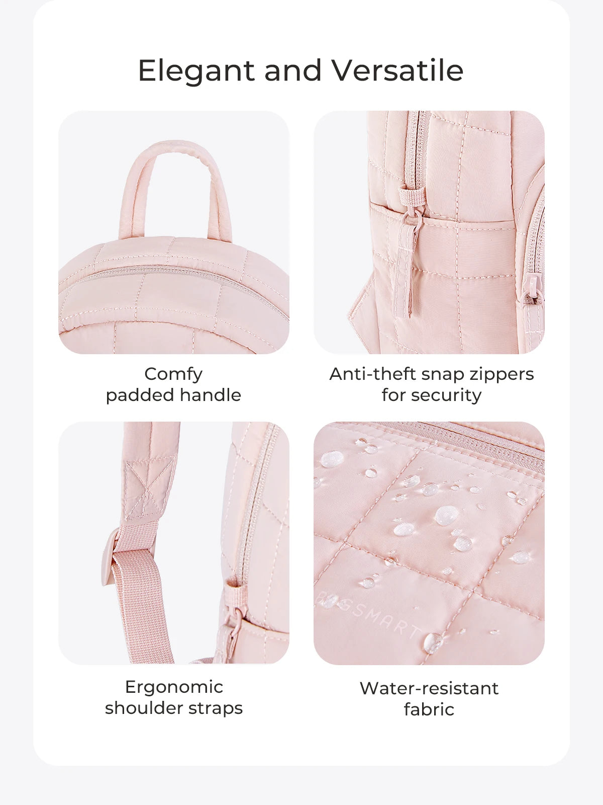 BAGSMART Laptop Bags College Casual Backpack for Women Quilted Small Computer Bookbag Water-Resistant 15.6 Inch notebook Bag