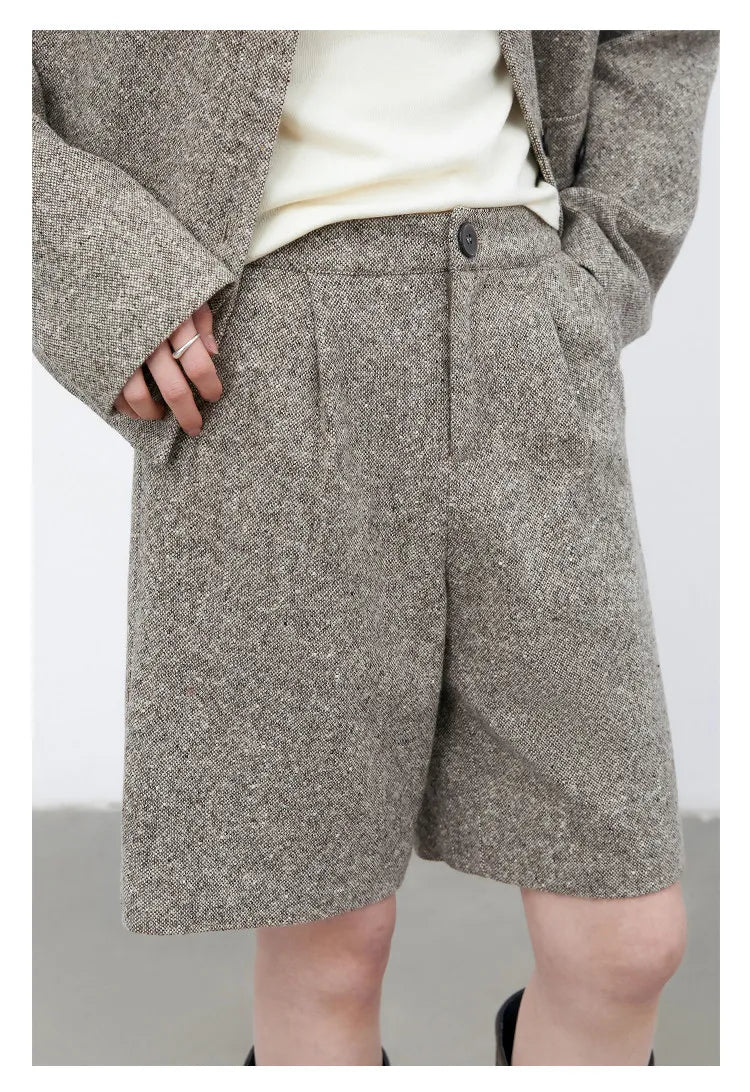 CHIC VEN Fashion Women Woolen Short Coat New Slim Ladies Jacket Female High Waist Middle Pants Sets Spring Autumn 2026