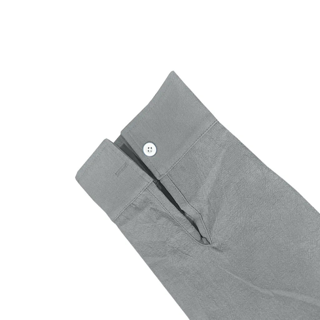 Men's Cotton Linen Long Sleeve Button Down Shirt European American Plus Size Henry Collar Casual Breathable Tops