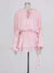 TWOTWINSTYLE Solid Blouse Mini Dresses For Women V Neck Long Sleeve Spliced Lace Up Sweet Style Dress Female Clothing Fashion