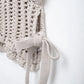 Hollow Out Knit Pullover Women Casual Round Neck Lace Up Bow Sweater Female Autumn Short Sleeves Solid Knitwears Lady