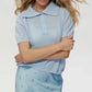 Wolfeel Summer New Polo Collar Hollow Knitted Short Sleeved Sweater Women's Bubble Sleeve T-shirt Female Simple Knitted Sweater