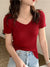 AOSSVIAO 2026 V-neck Solid Thin Summer Pullover Women Sweater Female Knitted Ribbed Sweater Slim Short Sleeve Bodycon Sweater