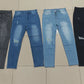 Men's American Retro Hole-Punched Stretch Slim Fit Jeans Zipper Casual Streetwear Denim Pants Classic Black Blue Skinny Trousers