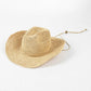 USPOP Hand-crocheted Natural Raffia Straw Cowboy Hat for Women Men Summer Wide Brim Sun Hat Outdoor Breathable Beach Caps