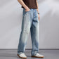 KSTUN 2026 Summer Wide Leg Jeans Men Baggy Pants Loose Fit Ripped Jeans Distressed Washed Vintage Frayed Light Blue Man Trousers