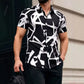 2026 New Men's Short-Sleeve Shirt, Stylish Color-Blocked Irregular Pattern Print Shirt, Outdoor Casual Hawaiian Shirt, XS-6XL