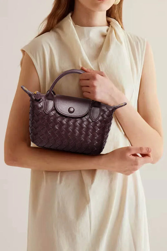 Handwoven single-shoulder small dumpling bag, fashionable bucket bag, new simple ladies crossbody lunch box bag, small tote bag