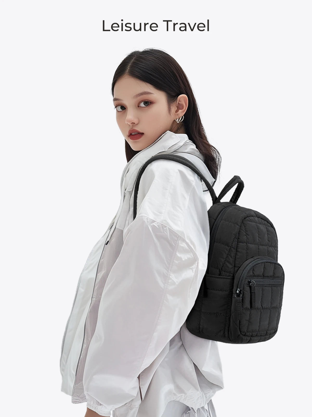 BAGSMART Laptop Bags College Casual Backpack for Women Quilted Small Computer Bookbag Water-Resistant 15.6 Inch notebook Bag