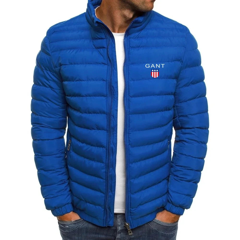 Men's lightweight warm jacket, casual horizontal stripes, high-quality jacket, 2026 fashionable jacket